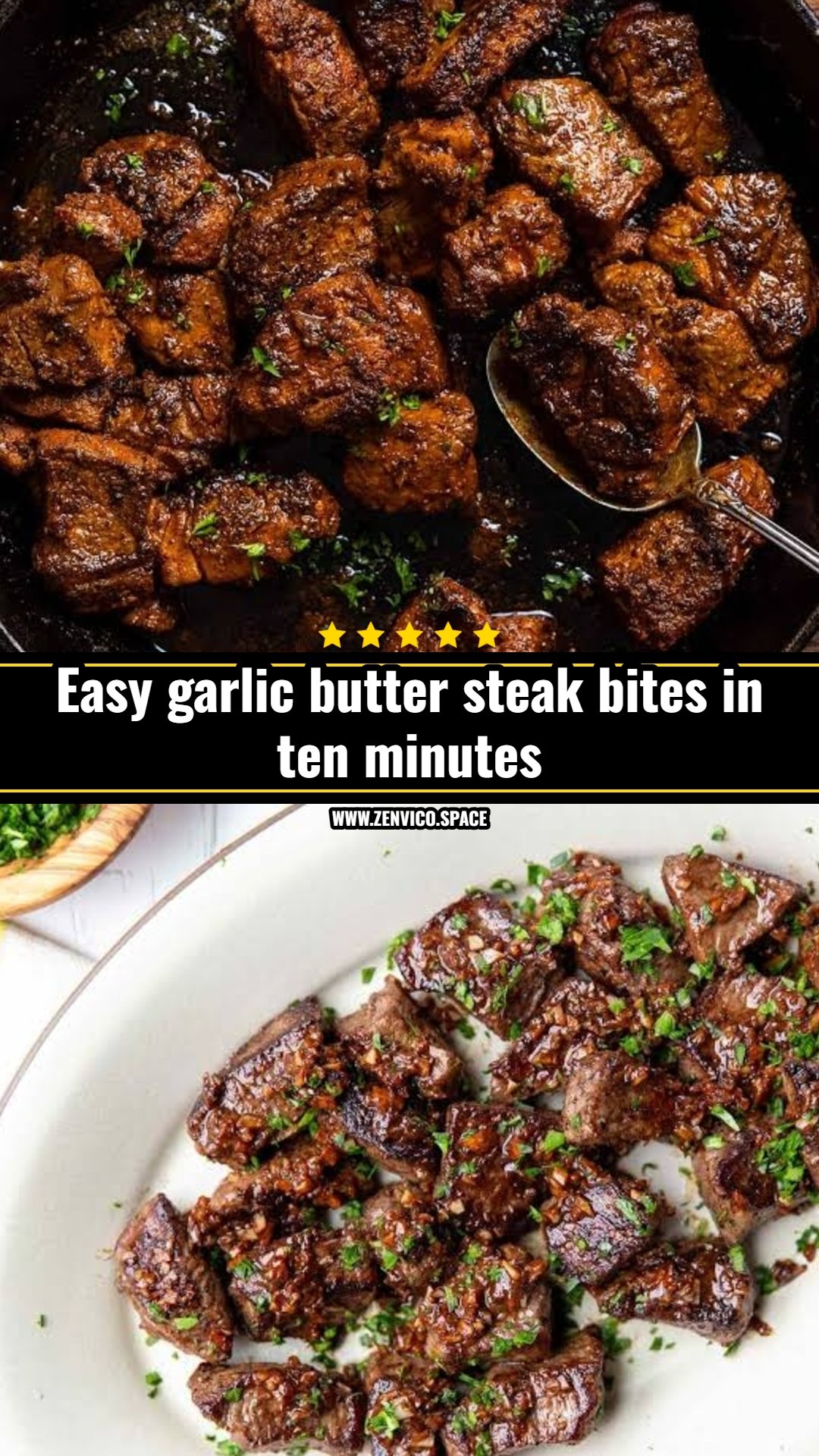 Easy garlic butter steak bites in ten minutes