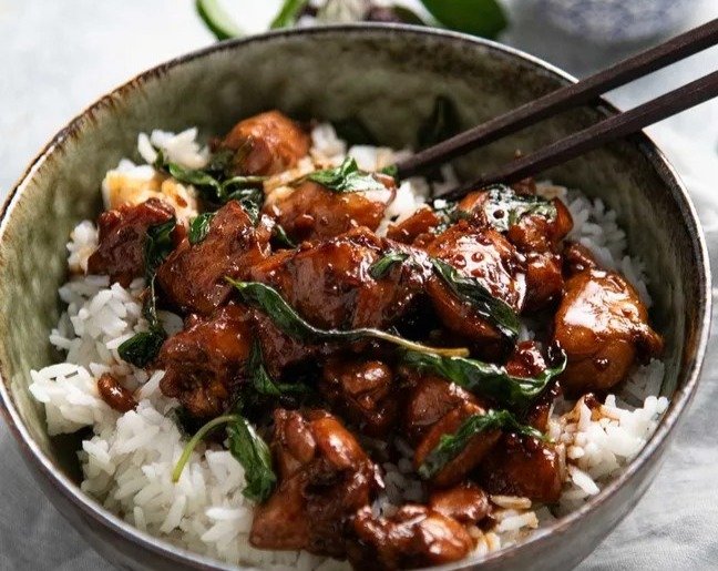 Taiwanese Three Cup Chicken top view