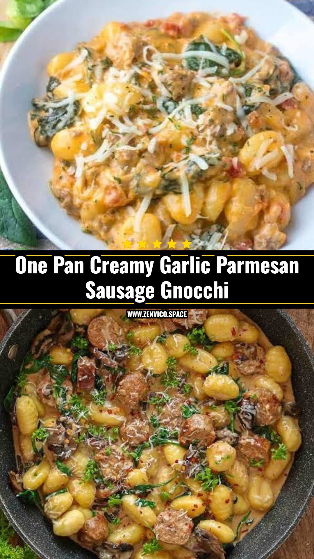 Easy Creamy Garlic Parmesan Sausage and Gnocchi