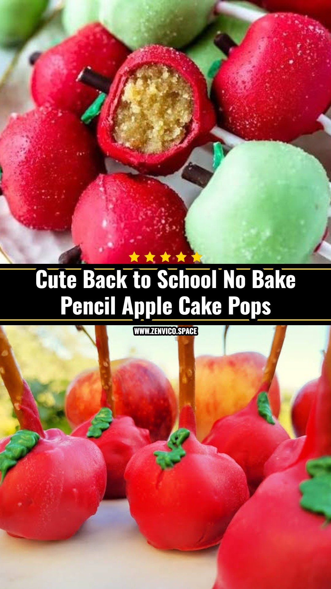 Easy No Bake Pencil and Apple Cake Pops