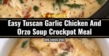 Cozy Creamy Crockpot Tuscan Garlic Chicken Orzo Soup