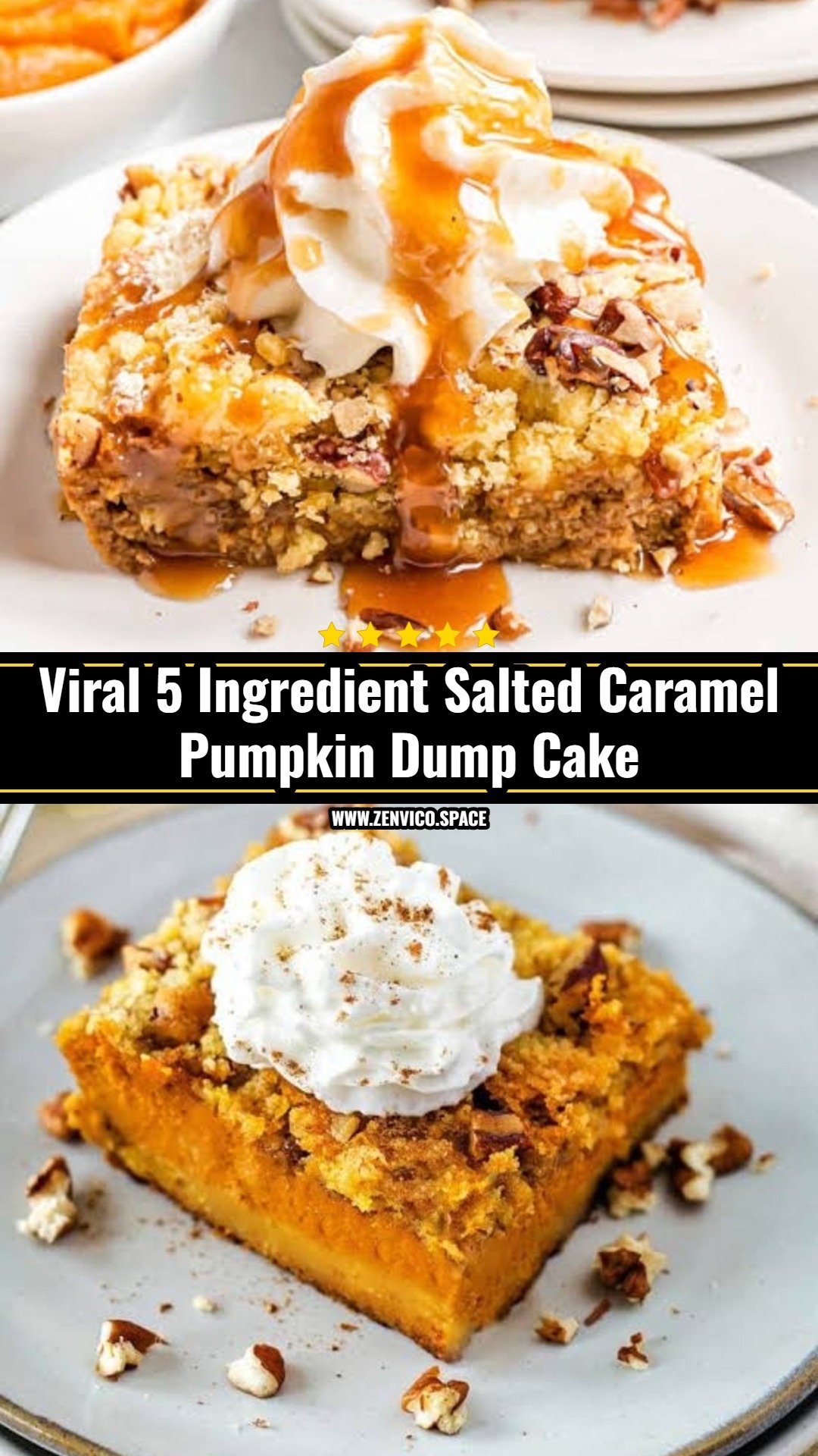 Easy 5 Ingredient Salted Caramel Pumpkin Dump Cake