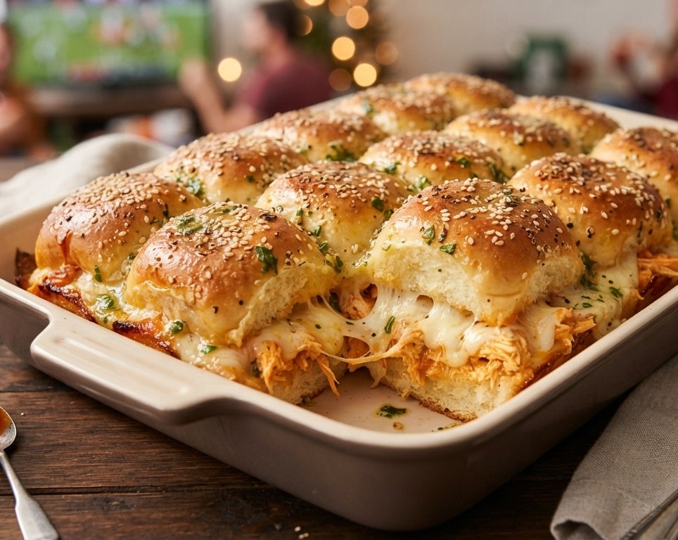Easy Garlic Butter Buffalo Chicken Pull Apart Sliders suggested serving