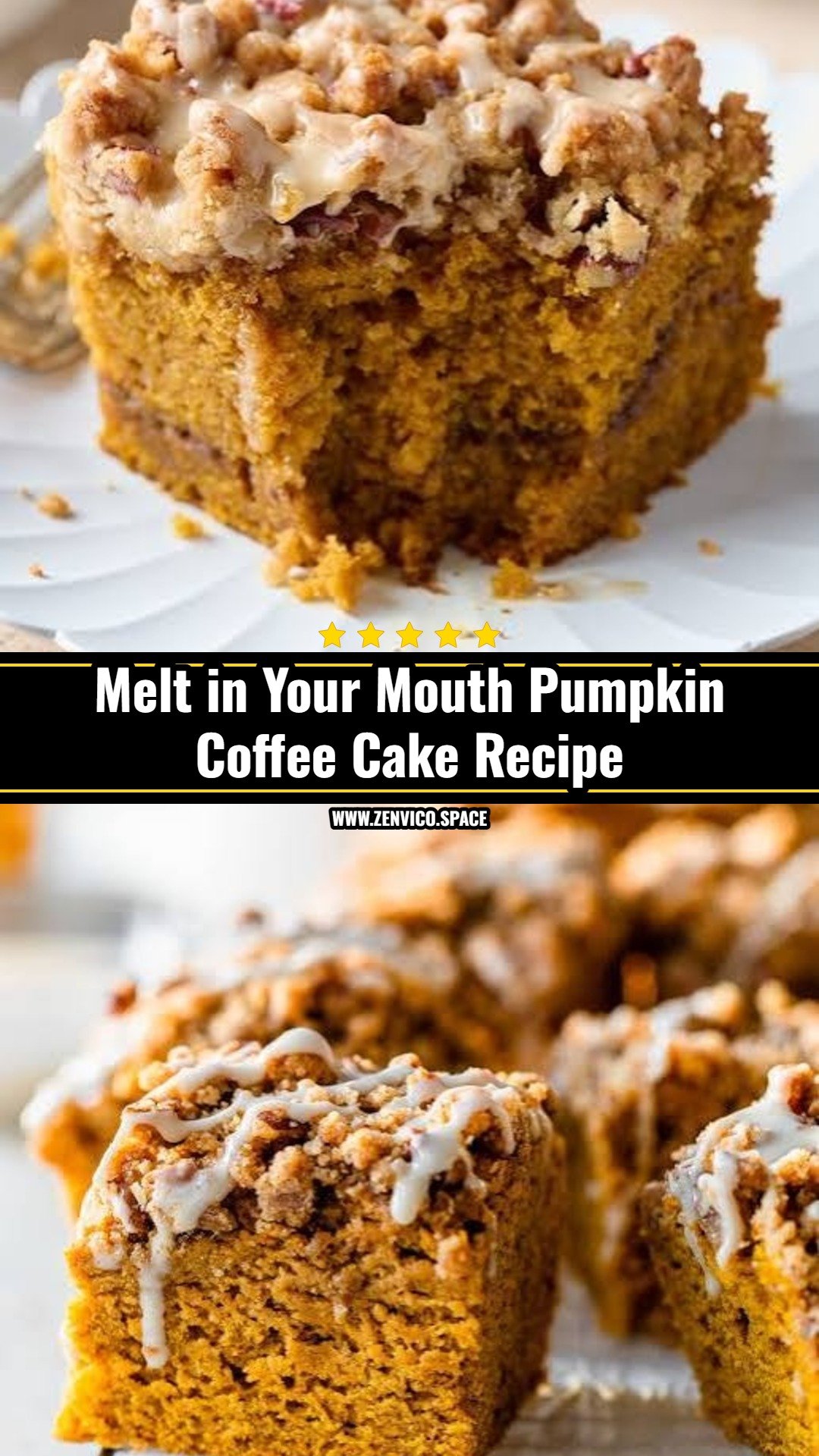 Easy Pumpkin Coffee Cake with Maple Pecan Streusel