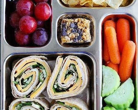 Easy Rainbow Turkey Pinwheel Bento Boxes top view
