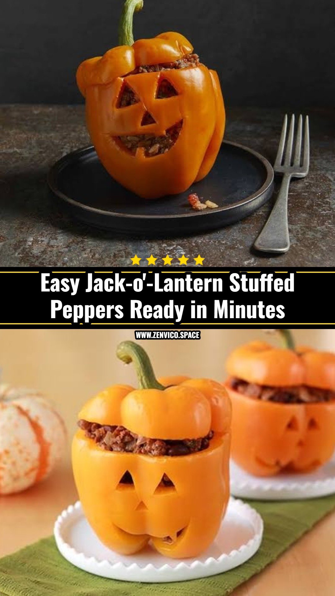 The Best Jack-o'-Lantern Stuffed Peppers Recipe Ever