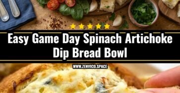 Ultimate Game Day Spinach Artichoke Dip Bread Bowl