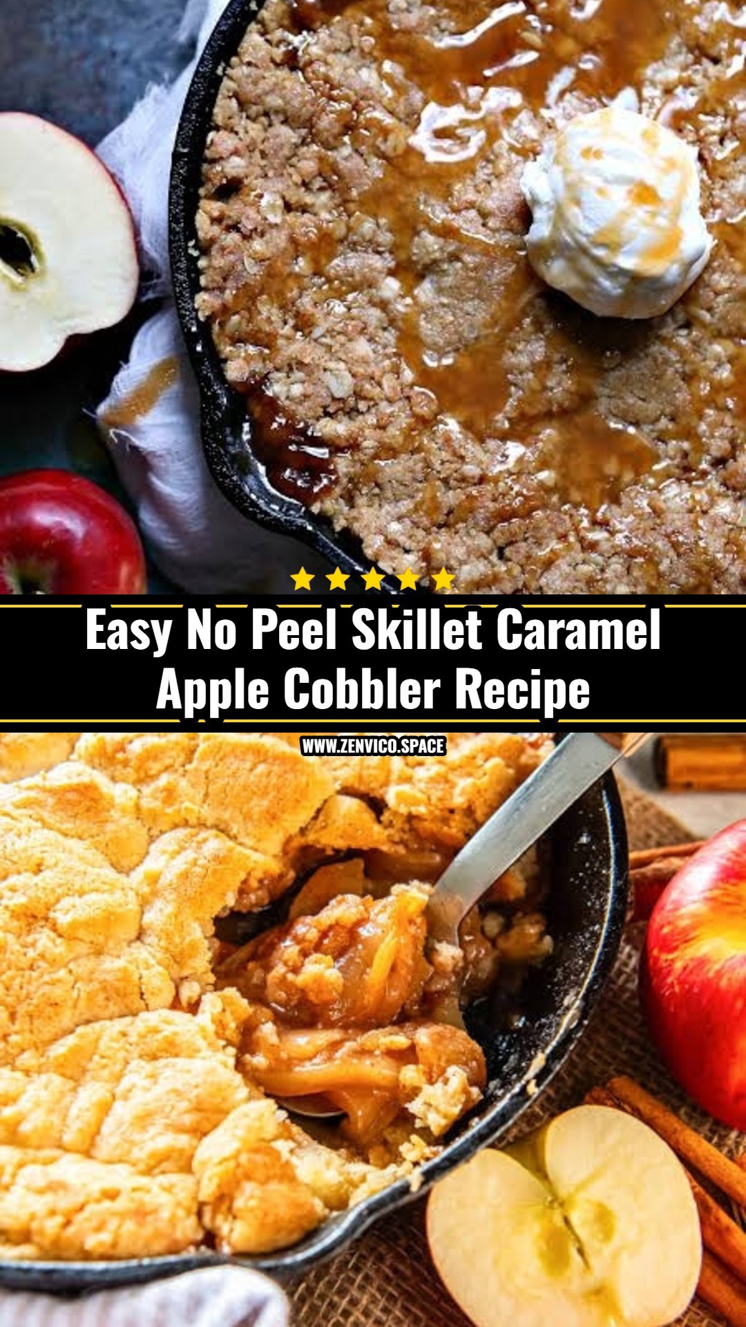 Viral 15 Minute Skillet Caramel Apple Cobbler Hack