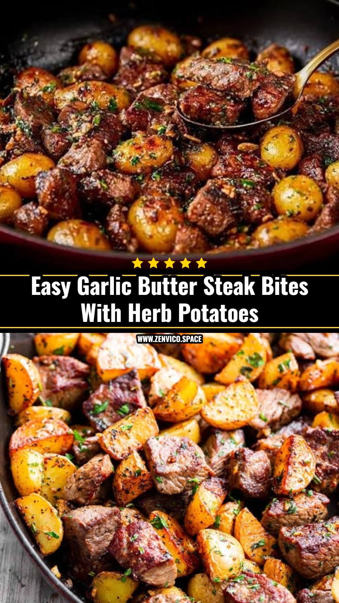 Viral Garlic Butter Steak Bites and Crispy Potatoes